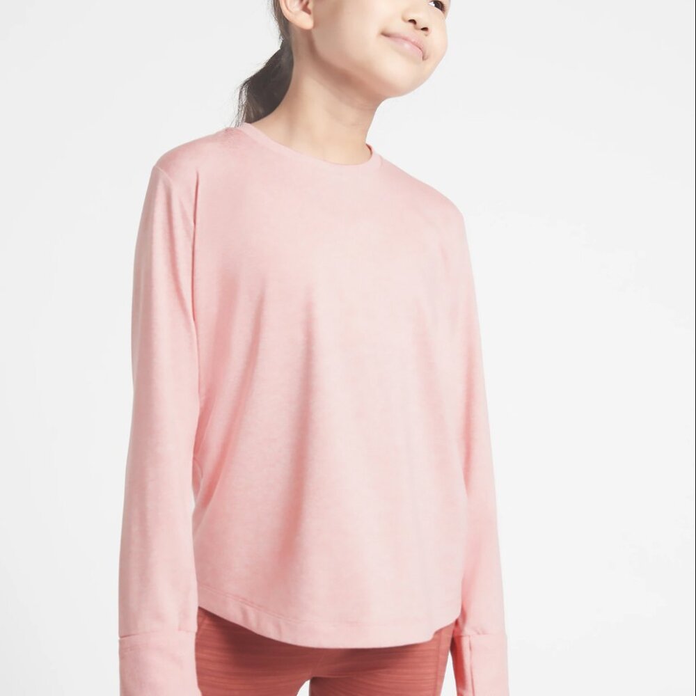 Athleta Girl Uptempo Top Pink XL 14 Sweatshirt Long Sleeve NWT NEW